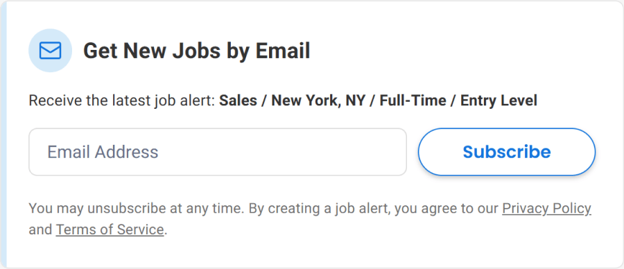 Image showing text box to enter email address and subscribe job alert.